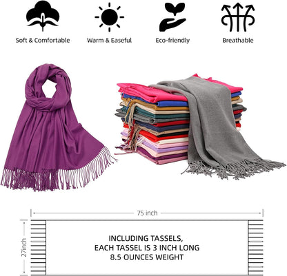 Women's Fringe Shawl Wrap Pashmina Scarf for Wedding Evening