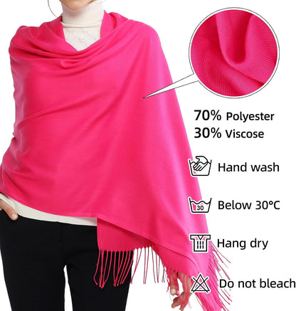 Women's Fringe Shawl Wrap Pashmina Scarf for Wedding Evening