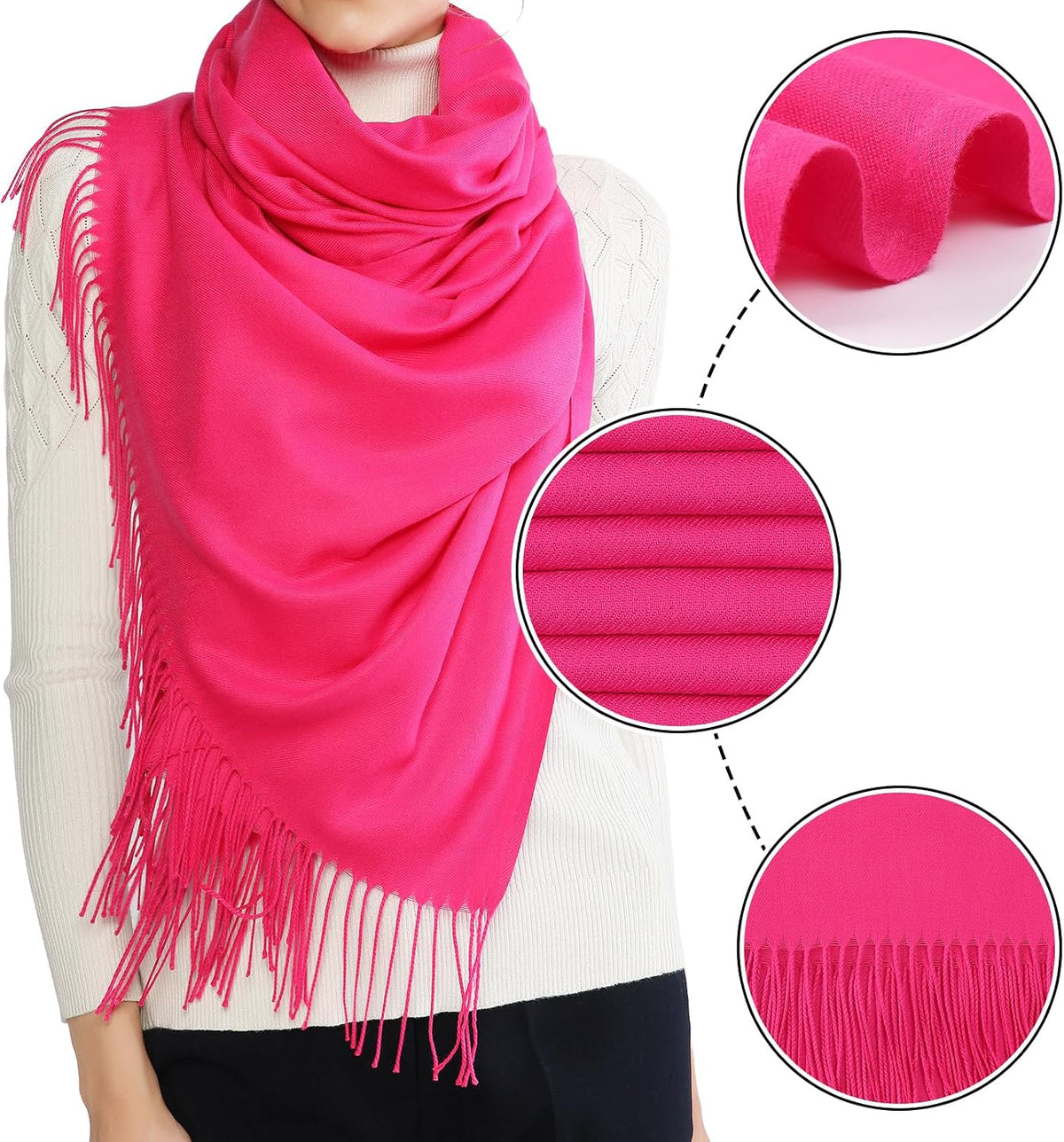 Women's Fringe Shawl Wrap Pashmina Scarf for Wedding Evening