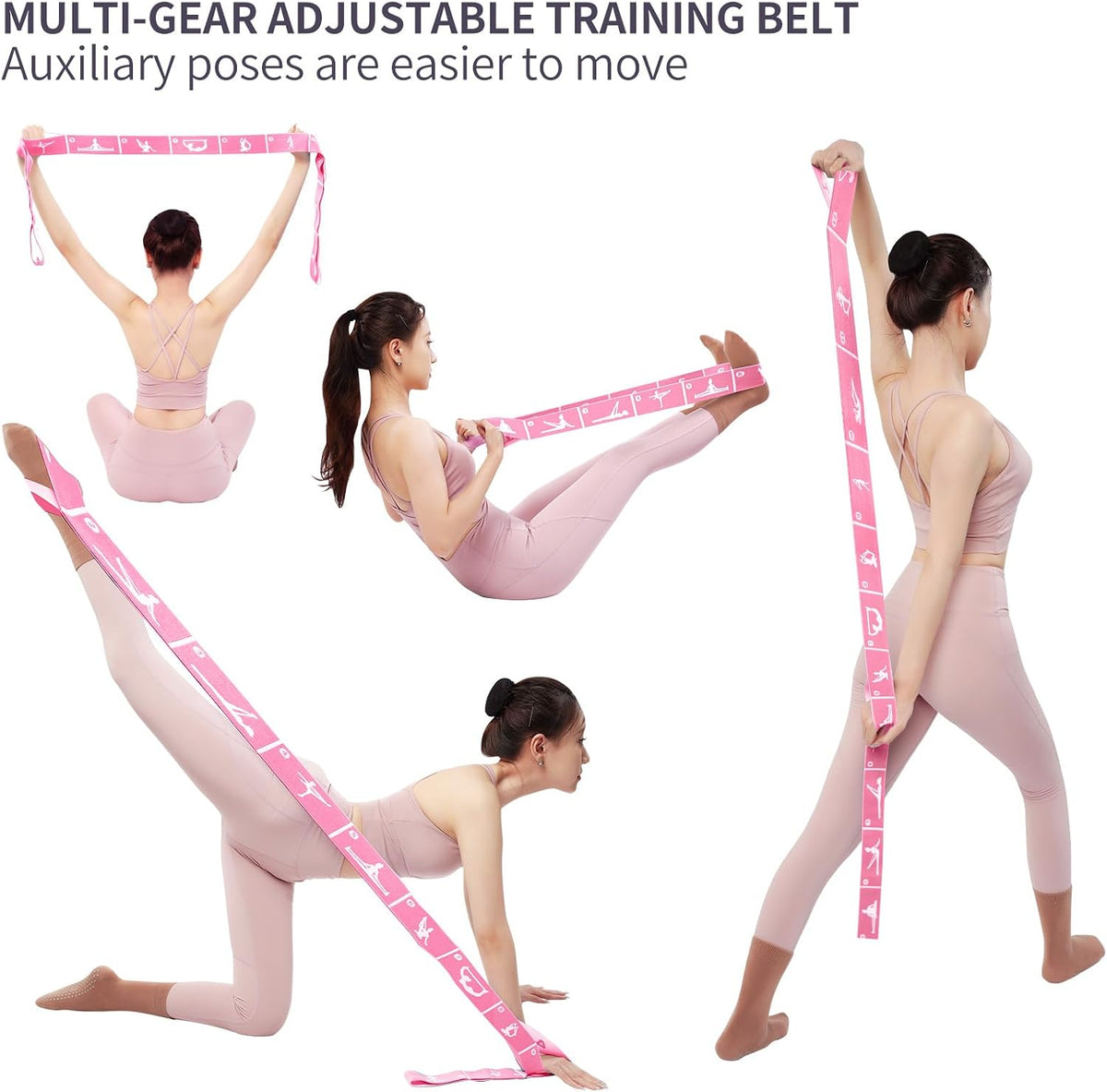 Yoga Blocks 2 Pack with Elastic Stretch Band & Bag – High Density Foam Yoga Blocks for Stability, Deep Stretching & Balance, 12-Loop Resistance Strap for Yoga, Pilates, Dance & Flexibility Training