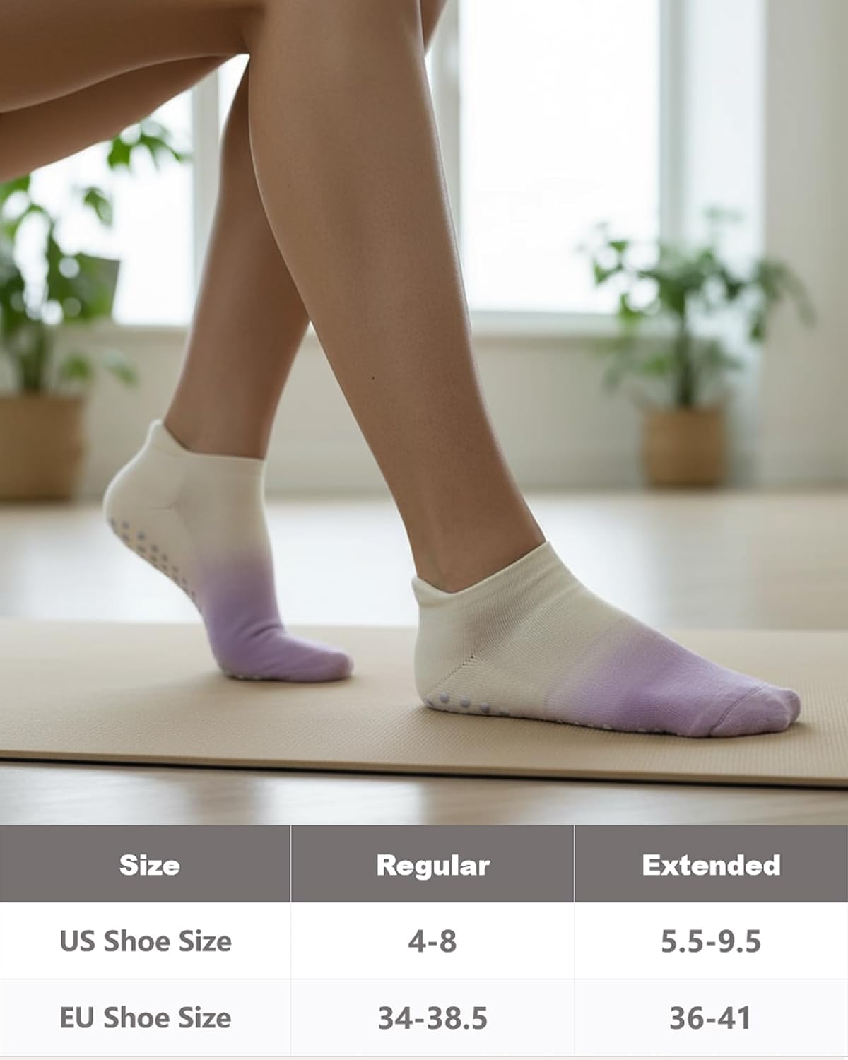 Women's Ombré Pilates Grip Socks, Non-Slip Yoga & Barre Socks