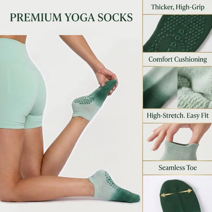 Women's Ombré Pilates Grip Socks, Non-Slip Yoga & Barre Socks