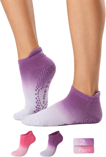 Women's Ombré Pilates Grip Socks, Non-Slip Yoga & Barre Socks