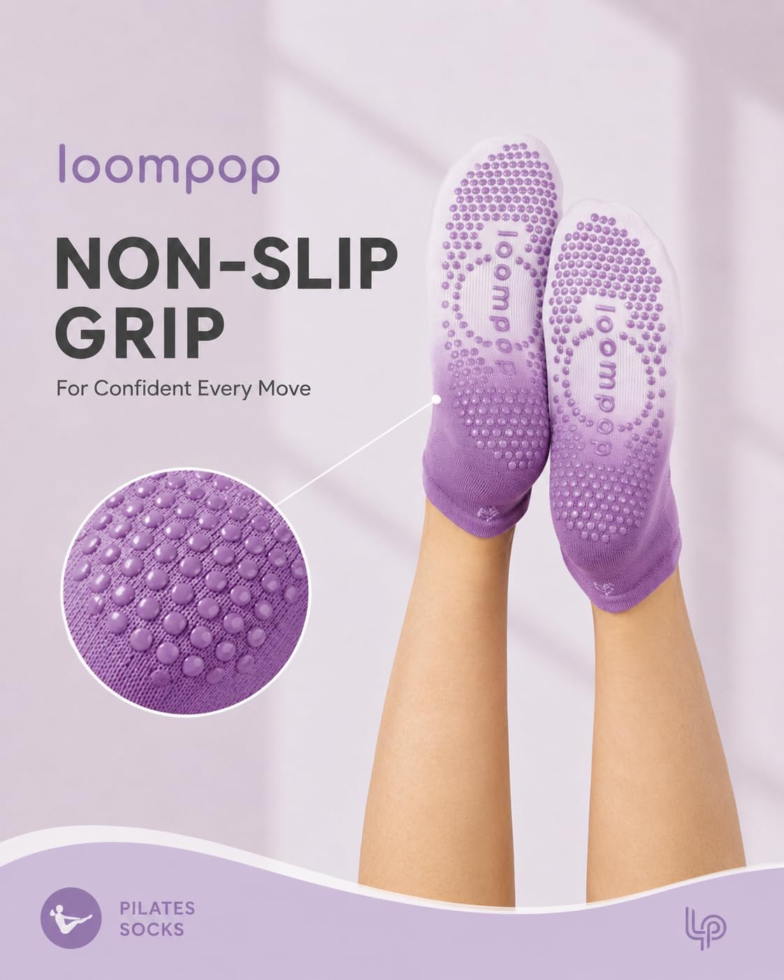 Women's Ombré Pilates Grip Socks, Non-Slip Yoga & Barre Socks