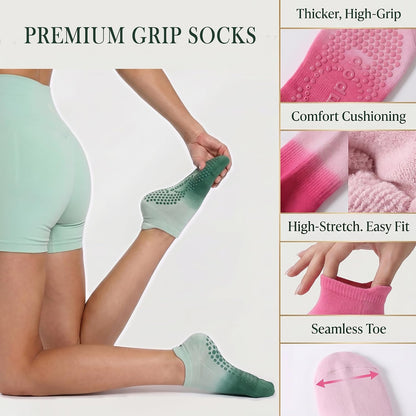 Women's Ombré Pilates Grip Socks, Non-Slip Yoga & Barre Socks
