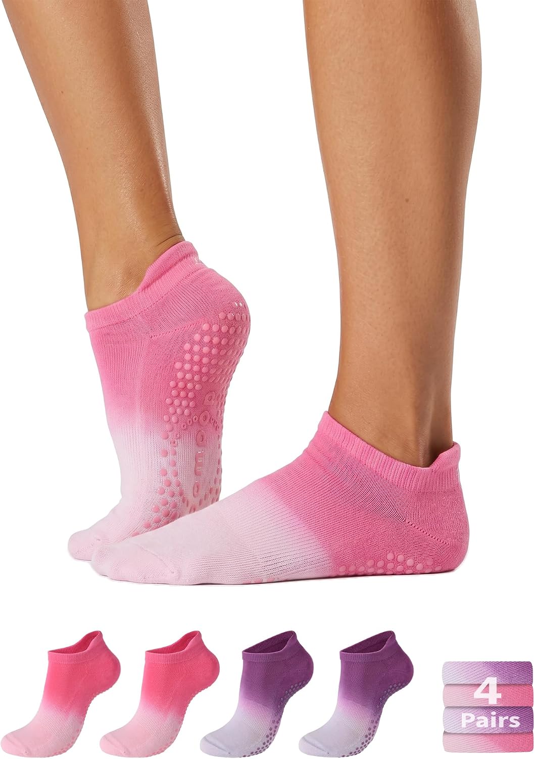 Women's Ombré Pilates Grip Socks, Non-Slip Yoga & Barre Socks
