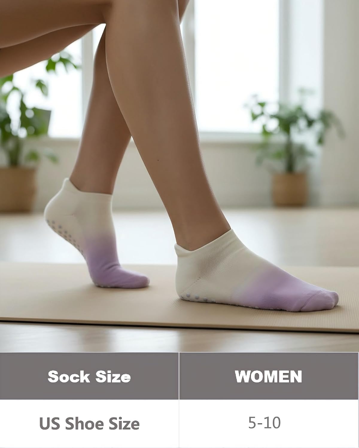 Women's Ombré Pilates Grip Socks, Non-Slip Yoga & Barre Socks