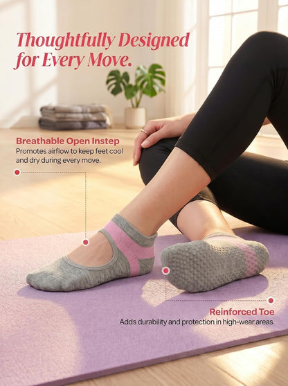 Women's Ombré Pilates Grip Socks, Non-Slip Yoga & Barre Socks