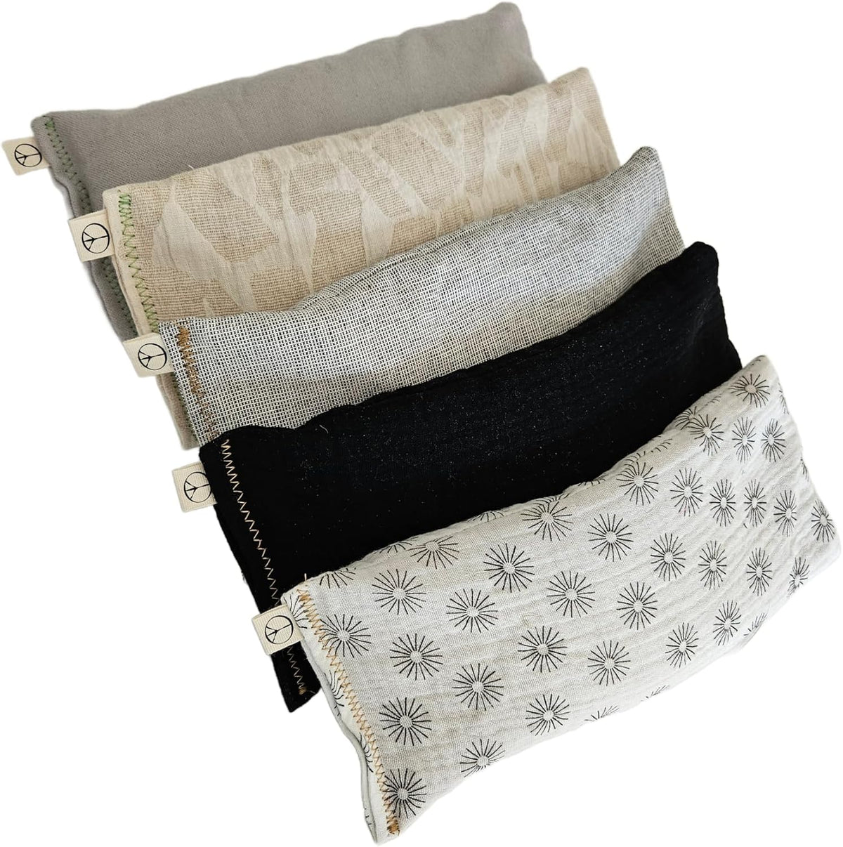Unscented Eye Pillows (Sampler Pack of 5) - Soft Cotton Gauze Flannel - Filled with Flax Seed Weighted for Yoga Meditation Headache Relief Sleep Massage Bulk - Blue Teal