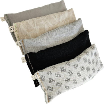 Unscented Eye Pillows (Sampler Pack of 5) - Soft Cotton Gauze Flannel - Filled with Flax Seed Weighted for Yoga Meditation Headache Relief Sleep Massage Bulk - Blue Teal