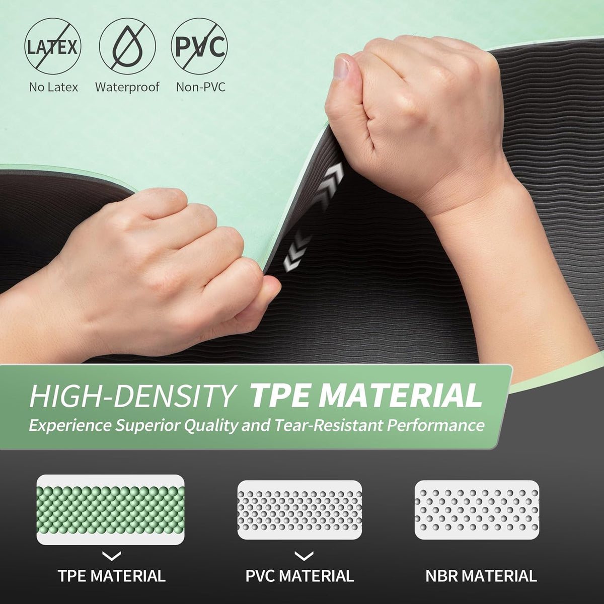 Yoga Mat for Women Men Kids, 1/3 & 1/4 & 2/5 Inch Extra Thick Yoga Mat Non Slip, 72" x 24" TPE Yoga Mats, Workout Mat with Carrying Strap for Yoga, Pilates and Floor Exercises