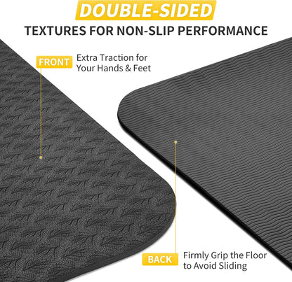 Yoga Mat for Women Men Kids, 1/3 & 1/4 & 2/5 Inch Extra Thick Yoga Mat Non Slip, 72" x 24" TPE Yoga Mats, Workout Mat with Carrying Strap for Yoga, Pilates and Floor Exercises