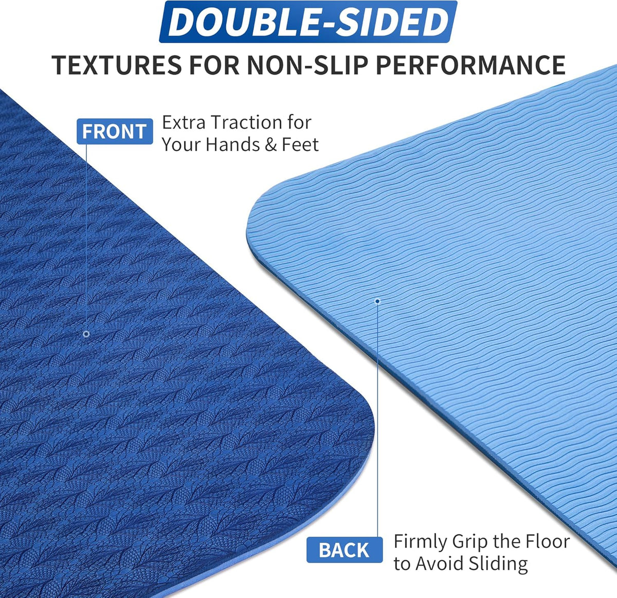 Yoga Mat for Women Men Kids, 1/3 & 1/4 & 2/5 Inch Extra Thick Yoga Mat Non Slip, 72" x 24" TPE Yoga Mats, Workout Mat with Carrying Strap for Yoga, Pilates and Floor Exercises