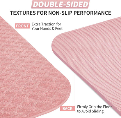 Yoga Mat for Women Men Kids, 1/3 & 1/4 & 2/5 Inch Extra Thick Yoga Mat Non Slip, 72" x 24" TPE Yoga Mats, Workout Mat with Carrying Strap for Yoga, Pilates and Floor Exercises