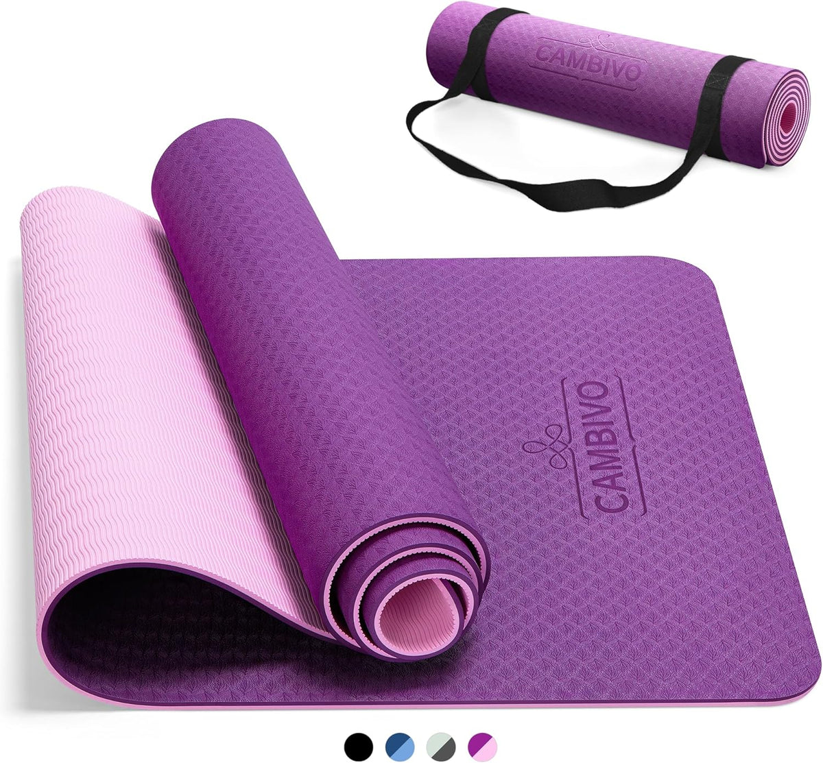 Yoga Mat for Women Men Kids, 1/3 & 1/4 & 2/5 Inch Extra Thick Yoga Mat Non Slip, 72" x 24" TPE Yoga Mats, Workout Mat with Carrying Strap for Yoga, Pilates and Floor Exercises