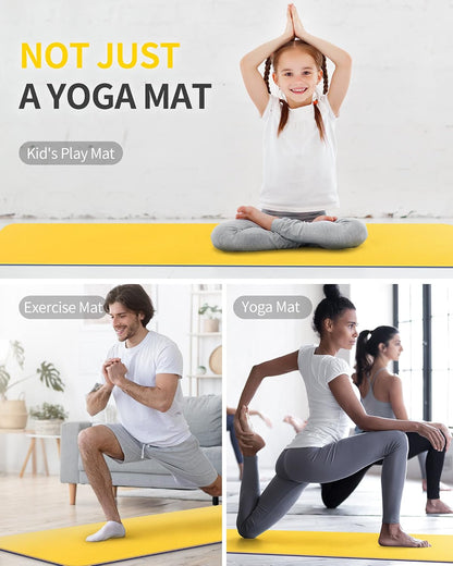 Yoga Mat for Women Men Kids, 1/3 & 1/4 & 2/5 Inch Extra Thick Yoga Mat Non Slip, 72" x 24" TPE Yoga Mats, Workout Mat with Carrying Strap for Yoga, Pilates and Floor Exercises