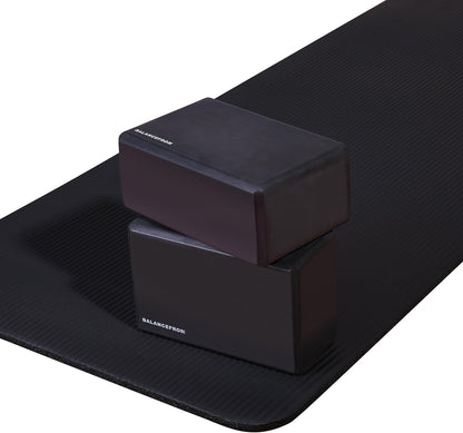 Set of 2 High Density Yoga Blocks, 9"x6"x4" Each