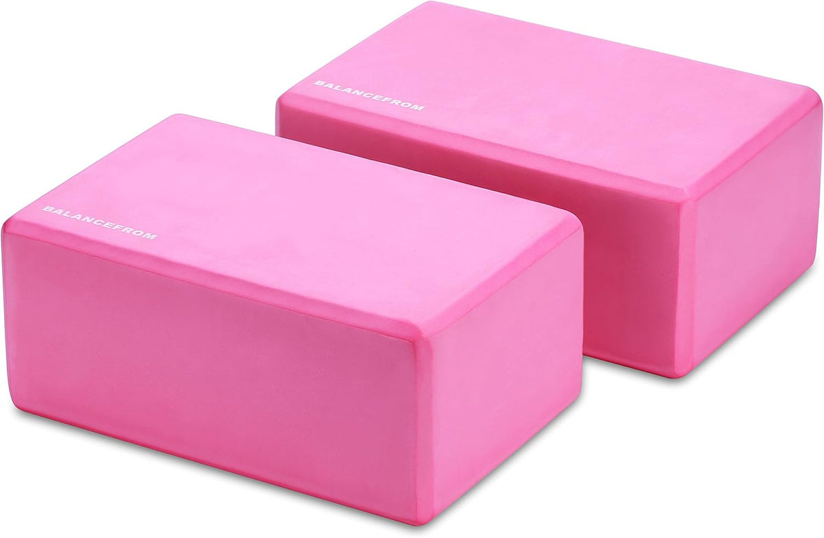 Set of 2 High Density Yoga Blocks, 9"x6"x4" Each
