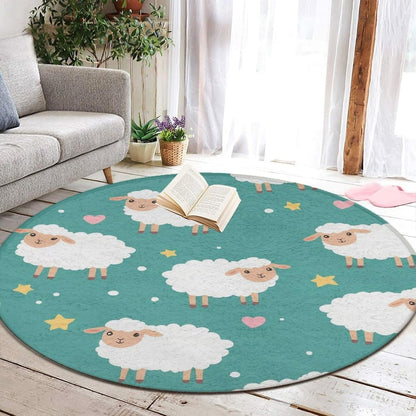 Large Home Decor Mat, Soft Round Yoga Carpet, Non Slip Machine Washable Home Office Circle Rug Gothic Witchy Sun Moon Mushroom Moth