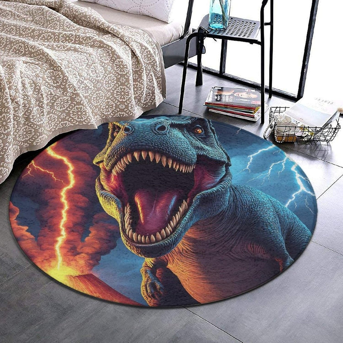 Large Home Decor Mat, Soft Round Yoga Carpet, Non Slip Machine Washable Home Office Circle Rug Gothic Witchy Sun Moon Mushroom Moth
