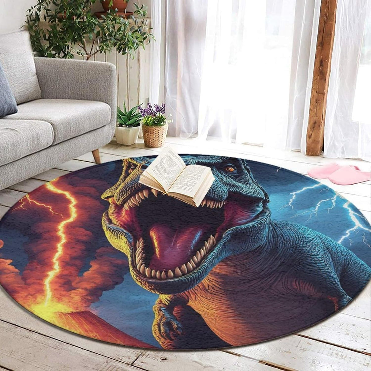 Large Home Decor Mat, Soft Round Yoga Carpet, Non Slip Machine Washable Home Office Circle Rug Gothic Witchy Sun Moon Mushroom Moth