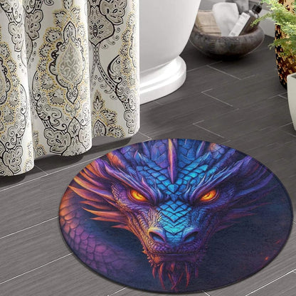 Large Home Decor Mat, Soft Round Yoga Carpet, Non Slip Machine Washable Home Office Circle Rug Gothic Witchy Sun Moon Mushroom Moth