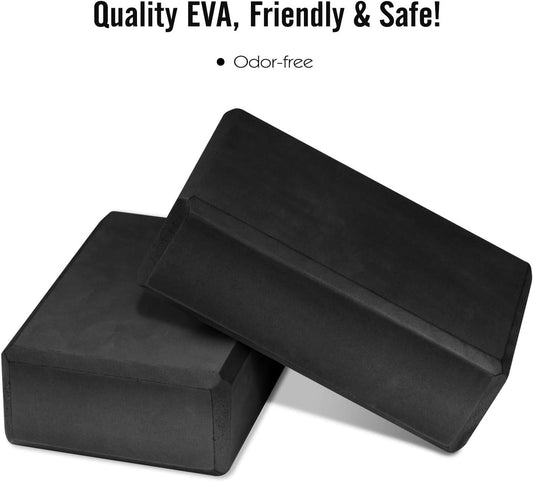 Thin Yoga Blocks 2 Pack, 9" x 6" x 3" High Density EVA Foam Yoga Block Exercise Bricks, Eco Friendly & Lightweight, Increase Flexibility & Balance, Great for Stretching & Holding Poses