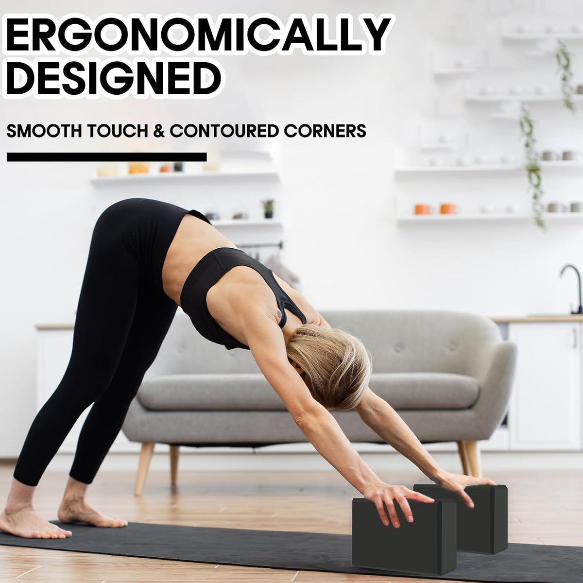 Yoga Block - Unsupported Latex Eva foam - Soft non slip surface with bevel for yoga, pilates, meditation - Yoga accessories for stability, balance and deep stretching