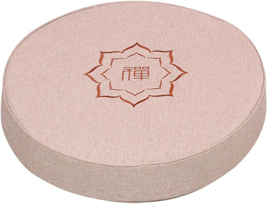 Round Meditation Cushion Mat Set with Washable Cotton Linen Cover, Larger Yoga Mat Bolster Floor Pillows Seating for Adults Meditation Accessories Beige1-40cm