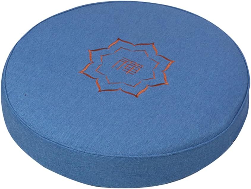 Round Meditation Cushion Mat Set with Washable Cotton Linen Cover, Larger Yoga Mat Bolster Floor Pillows Seating for Adults Meditation Accessories Beige1-40cm