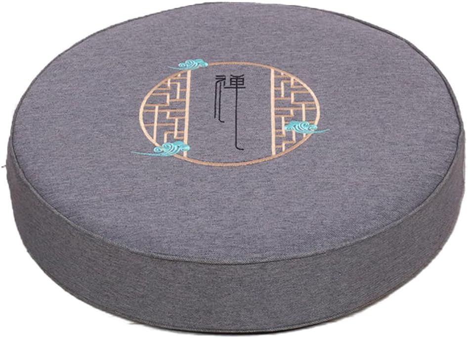 Round Meditation Cushion Mat Set with Washable Cotton Linen Cover, Larger Yoga Mat Bolster Floor Pillows Seating for Adults Meditation Accessories Beige1-40cm