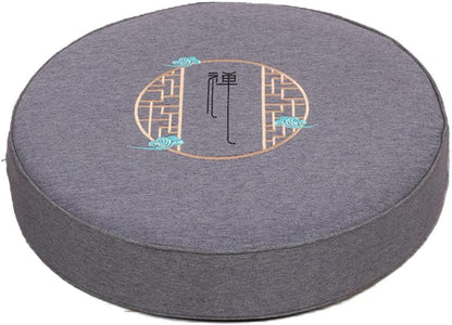 Round Meditation Cushion Mat Set with Washable Cotton Linen Cover, Larger Yoga Mat Bolster Floor Pillows Seating for Adults Meditation Accessories Beige1-40cm