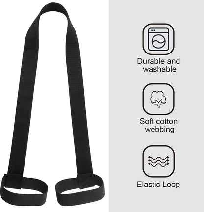 Yoga Pilates Mat Strap - Looped Sling/Harness/Carrier Strap with Stretching Band Loops for Pilates, Exercises & Aerobics Mat Carrying - Soft & Durable Cotton, Black