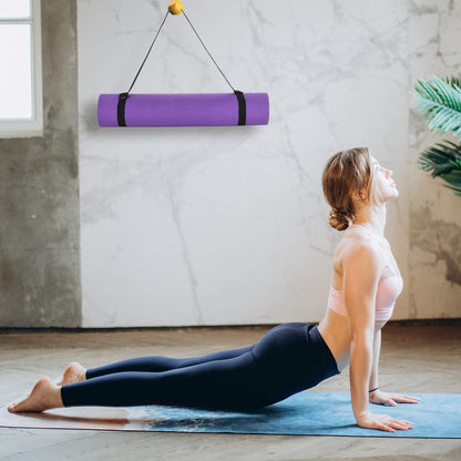Yoga Pilates Mat Strap - Looped Sling/Harness/Carrier Strap with Stretching Band Loops for Pilates, Exercises & Aerobics Mat Carrying - Soft & Durable Cotton, Black