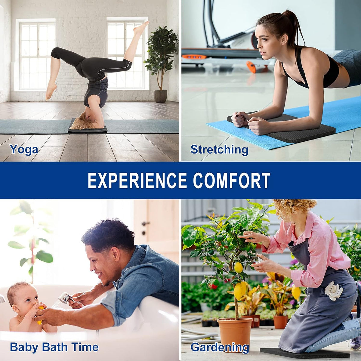 Yoga Knee Pad Cushion –Premium Exercise Knee Pad - Eliminate Pain During Home Workout - Extra Padding & Support for Knees, Wrists, Elbows - Complements Your Yoga Mat 24''X10''X0.6''