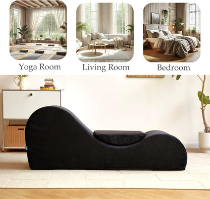 Yoga Chair, Yoga Chaise Lounge Chair Indoor, Yoga Chairs for Adults Exercise, Stretching, Relaxation, Ergonomic Design, Tantra Chair for Bedroom Living Room (Gray)