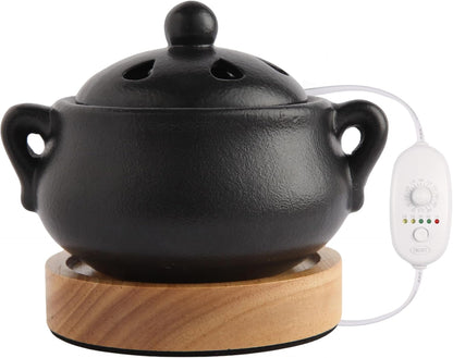 Electric Incense Heater with Adjustable Timer, Bakhoor Burner Electric, Bukhoor Burners for Frankincense Resin Oud Power, Charcoal Free No Open Flame Safer Black