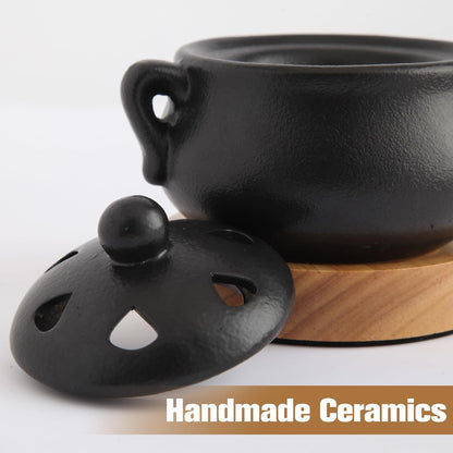 Electric Incense Heater with Adjustable Timer, Bakhoor Burner Electric, Bukhoor Burners for Frankincense Resin Oud Power, Charcoal Free No Open Flame Safer Black