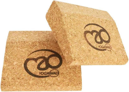 Mini Pair of Cork Wedges, Pack of 2 Pocket Size Wedge Blocks, Eco Friendly Natural Material for Beginners and Professionals in Yoga