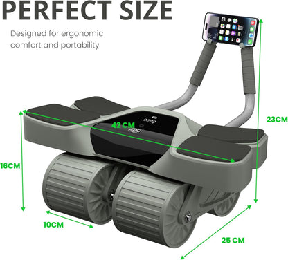 2026 New 4-Wheel Abdominal Roller with Elbow Support : Latest Upgraded High-Performance Exercise Machine With Automatic Rebound, Multi- layered Anti-Slip Design with Built-in Workout Tracker