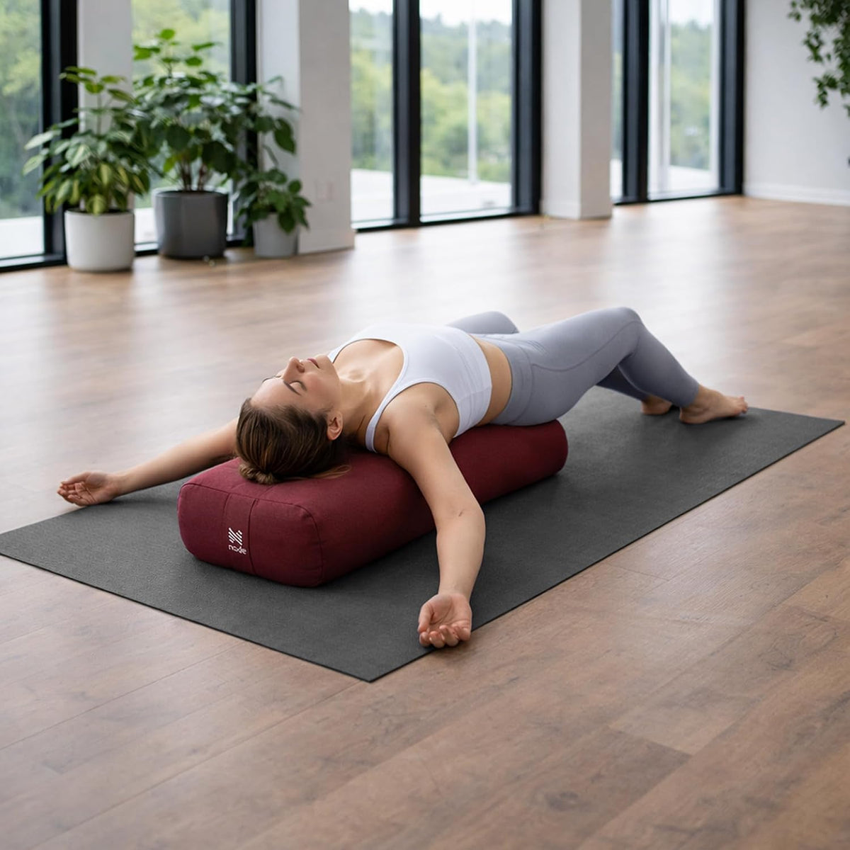 Yoga Meditation Cushion, 25" x 12" Rectangular Bolster with Organic Cotton Cover