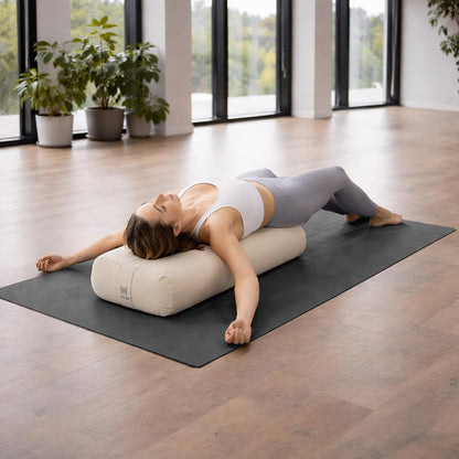 Yoga Meditation Cushion, 25" x 12" Rectangular Bolster with Organic Cotton Cover