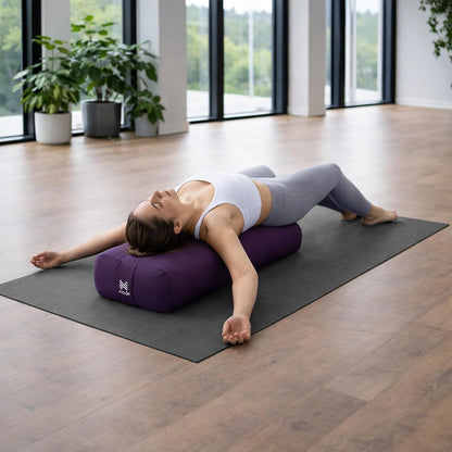 Yoga Meditation Cushion, 25" x 12" Rectangular Bolster with Organic Cotton Cover