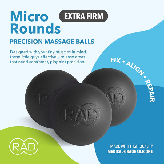 Micro Rounds – Yoga Deep Tissue Massage Ball Set (Small 0.75 Inch Balls, 3 Pack) – Targeted Myofascial Release for Feet, Plantar Fasciitis, Jaw & Hands – Trigger Point & Mobility Therapy