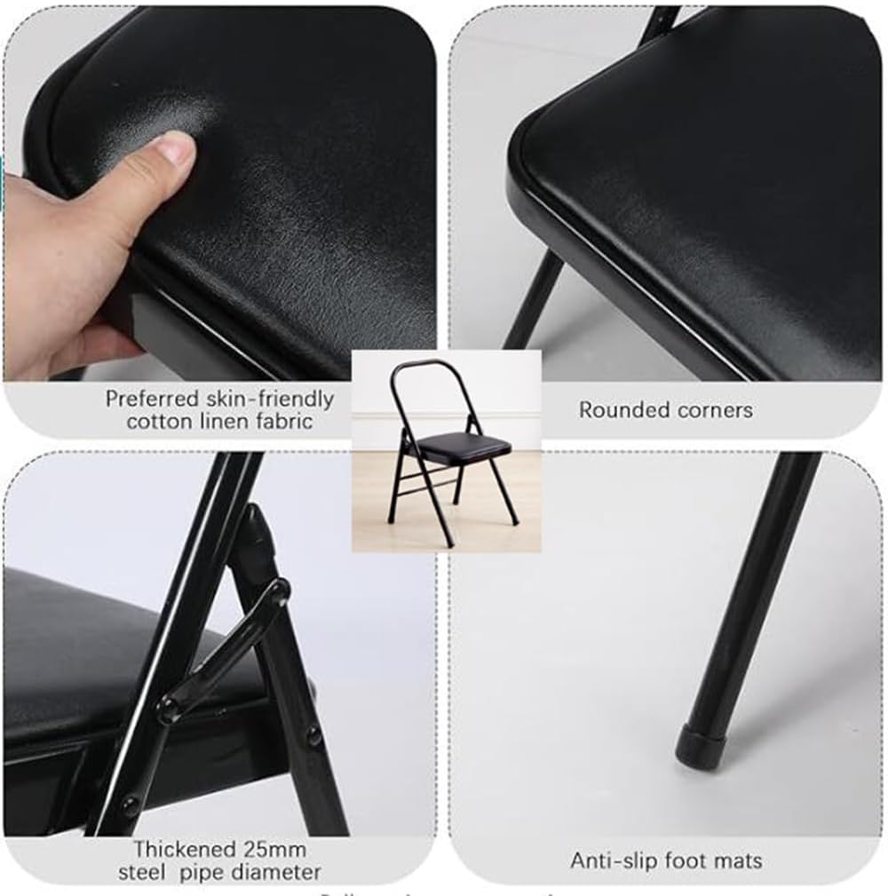 Yoga Auxiliary Chair Folding Yoga Chair Backless Yoga Chair for Abs & Core Balance Handstand Flexibility Strength Training and Back Pain Relieving Black
