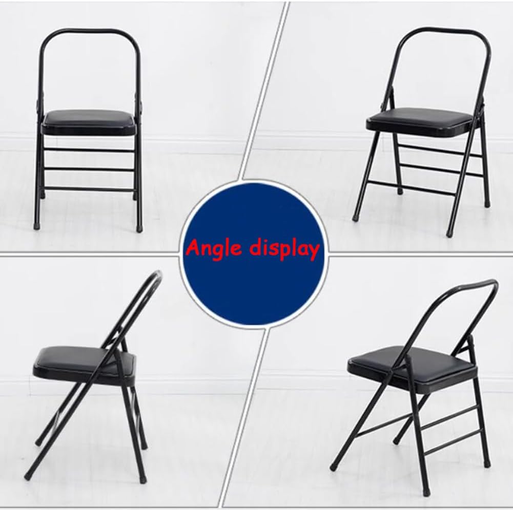 Yoga Auxiliary Chair Folding Yoga Chair Backless Yoga Chair for Abs & Core Balance Handstand Flexibility Strength Training and Back Pain Relieving Black