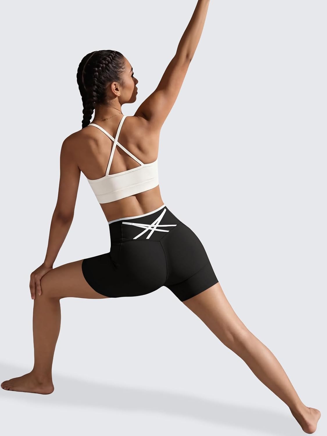 Womens Workout Biker Shorts 5" Color Block High Waisted Yoga Athletic Shorts