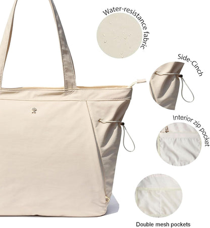 Yoga Tote Bag for Women Shoulder Bags Drawstring for Office Workout Travel Carryall Pilates Gym and Beach