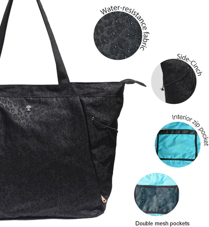 Yoga Tote Bag for Women Shoulder Bags Drawstring for Office Workout Travel Carryall Pilates Gym and Beach