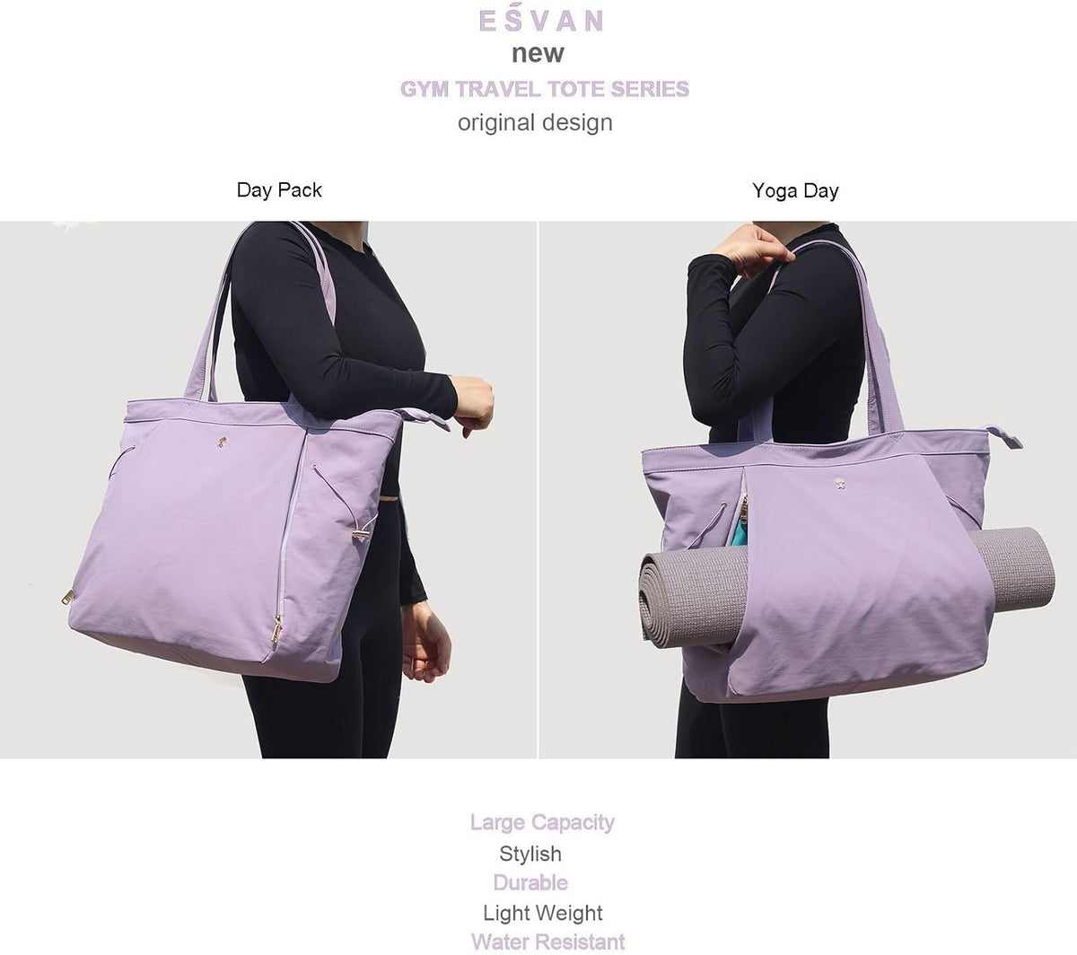 Yoga Tote Bag for Women Shoulder Bags Drawstring for Office Workout Travel Carryall Pilates Gym and Beach